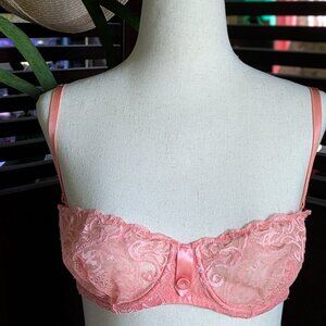 La Perla Carnation Pink Leavers Lace Bandeau Bra 34C